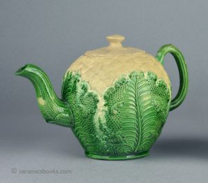 Creamware Cauliflower-ware teapot. 123mm High (to top of handle). c.1765-1770. AP/1130.