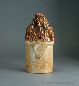 Salt glazed flask, Lord Brougham, Belper & Denby, Bournes Potteries, Derbyshire. c.1832-1834. AP/434.
