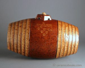 Sussex slipware barrel flask 'EDWARD SAXBY' c.1820-1860