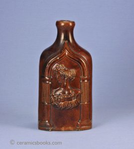 Treacleware Queen Victoria & Duchess of York flask. 1835-1850. AP/728.