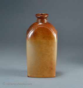 Brown saltglaze stoneware flask, English. c.1825-1850. AP/789.