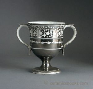 Silver resist lustre loving cup, pearlware. 125mm High. c.1810-1820. AP/139.