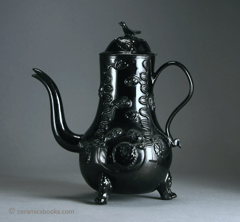 Jackfield (shining black) coffee pot. Possibly Whieldon or early Wedgwood. c.1760-1770. AP/256.