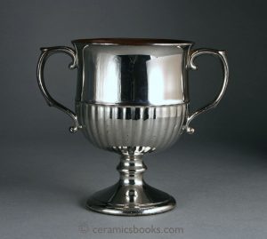Silver lustre loving cup with gadroons. Redware body. 134mm High. c.1820-1830. AP/277.