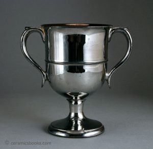 Silver lustre loving cup, redware body. 135mm High. c.1820-1830. AP/400.