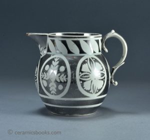 Silver resist lustre jug, pearlware. 121mm High. c.1810-1820. AP/788.