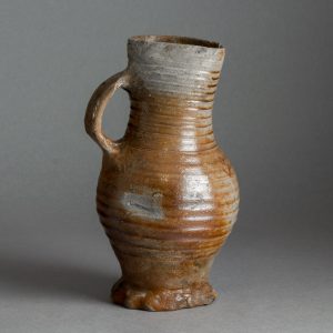 Medieval salt-glazed stoneware jug, probably early Siegburg c.1375-1450. Reverse 2.