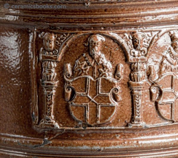 Raeren German stoneware jug. Electors of Rome. Dated 1603. Fig 1.