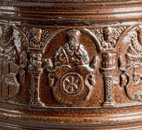 Raeren German stoneware jug. Electors of Rome. Dated 1603. Fig 3.