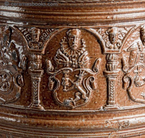 Raeren German stoneware jug. Electors of Rome. Dated 1603. Fig 4.
