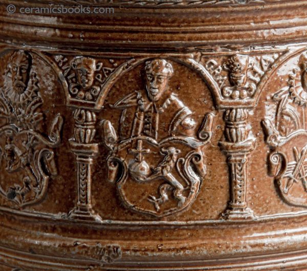 Raeren German stoneware jug. Electors of Rome. Dated 1603. Fig 5.