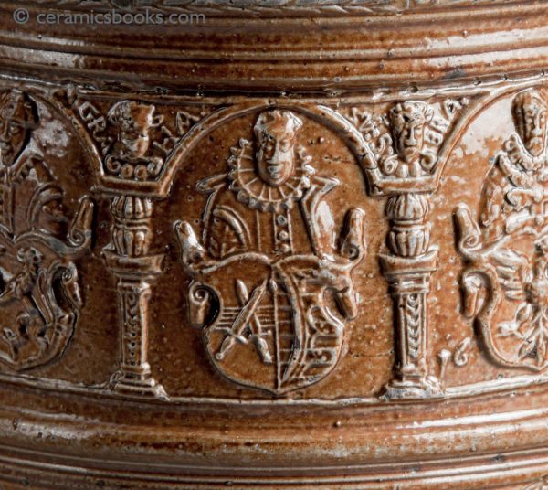Raeren German stoneware jug. Electors of Rome. Dated 1603. Fig 6.