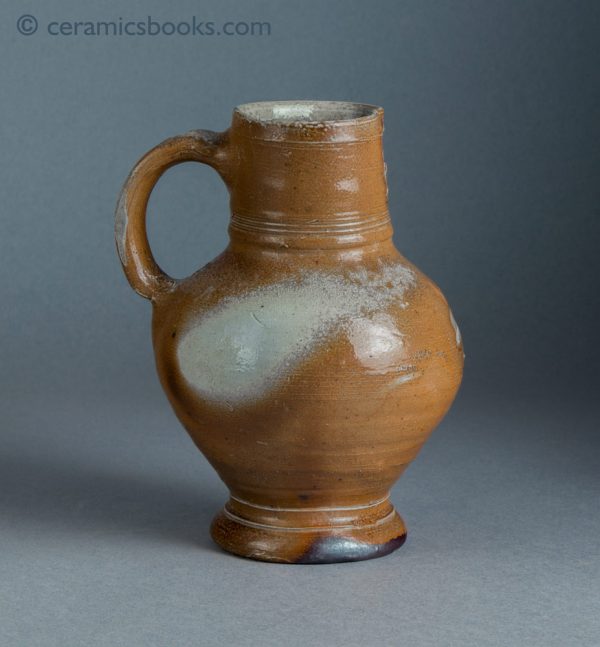 German brown stoneware jug, salt-glazed. Probably Raeren. c.1550-1600. Reverse.