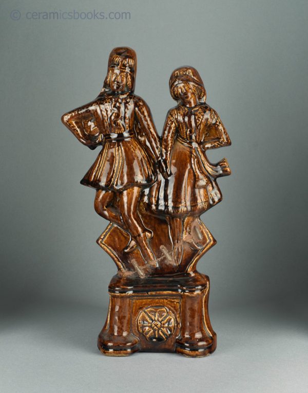 Treacleware Polka dancers figure. c.1840-1870. AP/685. Front.