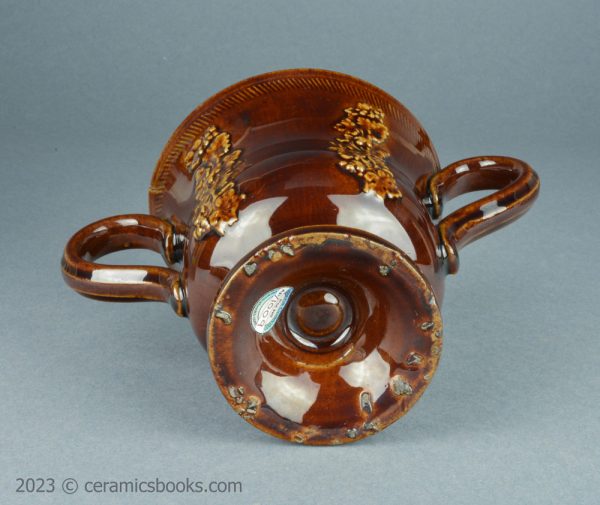 Treacleware loving cup with grapevine sprigs. c.1840-1870. AP/1009. Base.
