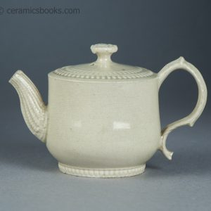 Small creamware teapot with rouletting. Staffordshire. c.1765-1785. AP/1564. Obverse.