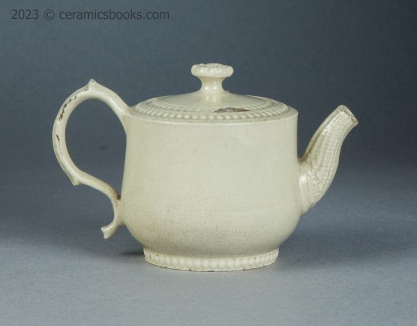 Small creamware teapot with rouletting. Staffordshire. c.1765-1785. AP/1564. Reverse.