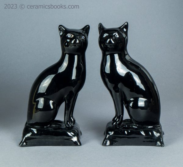 Pair of Jackfield type black cats. c.1865-1885. AP/1653/1145. Obverse.