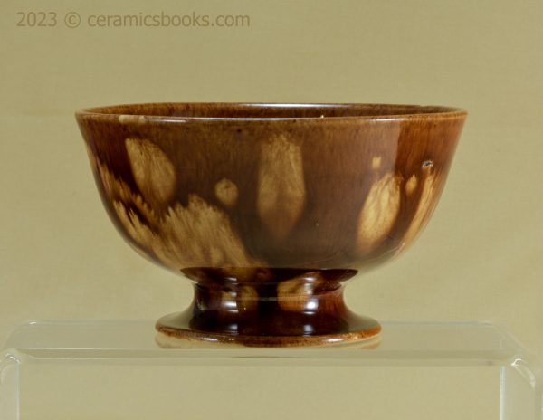 Two-tone treacleware bowl on pedestal foot. c.1840-1865. AP/761. Side.
