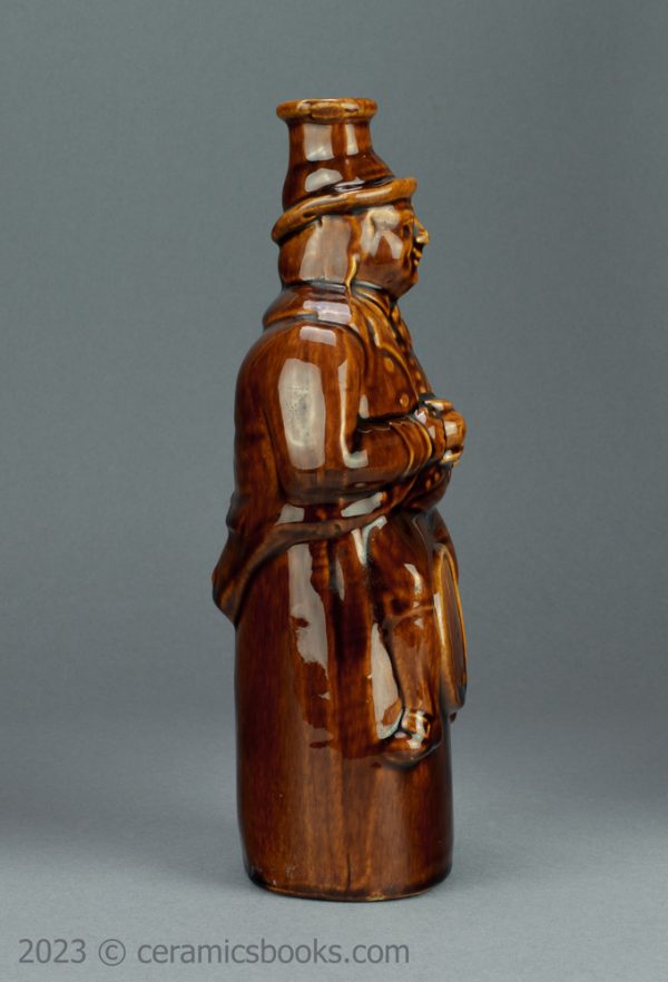 Treacleware Old Tom spirit flask. c.1840-1865. AP/952. Right side.