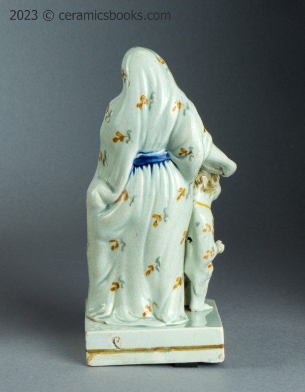 Prattware figure of Charity. Staffordshire. c.1790-1810. AP/1632. Back with prop.