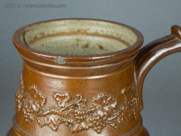 Salt-glazed stoneware coffeepot "J & N Houldsworth 1839". AP/997. Neck.