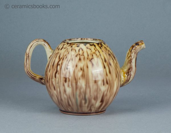 Creamware 'Whieldon' type teapot attrinuted to Cockpit Hill, Derby. c.1765-1770. AP/1234. Reverse.