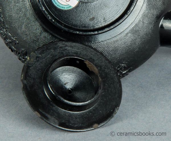 Black basalt teapot. Cyples. c.1820-1834. Under lid. AP/100.
