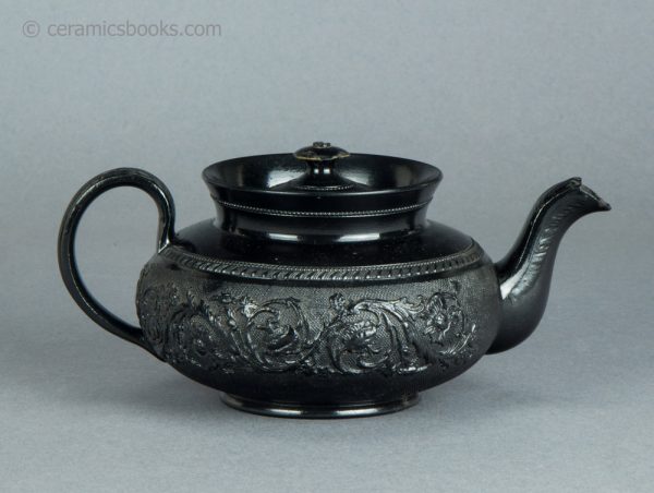 Black basalt teapot. Cyples. c.1820-1834. Reverse. AP/100.