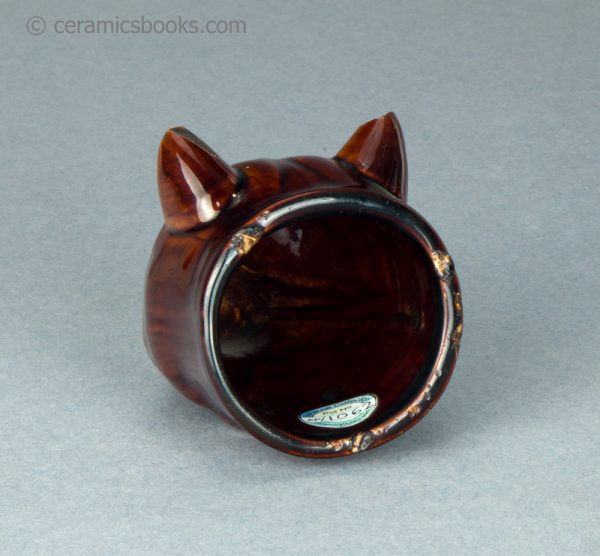 Treacleware fox head stirrup cup. c.1835-1865. AP/1062. Rim.