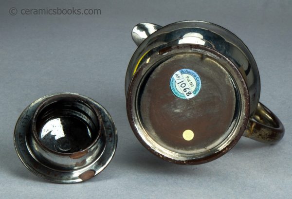 Silver lustreware jug with lid. c.1820-1830. AP/1068. Base.