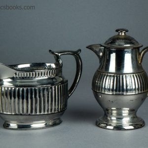 Silver lustreware cream jugs with fluting. c.1820-1830. AP/1069 + AP/1068. Group.