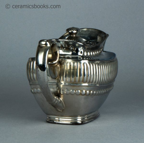 Silver lustreware teapot with ball and gadroon moulding. c.1820-1825. AP/1070. Back.
