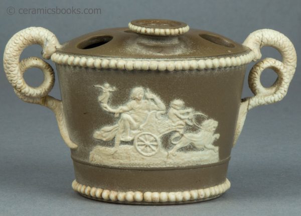 Pyrophorous vase with snake handles. c.1810-1827. AP/1477. Reverse sprig.