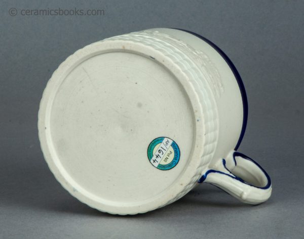 White felspathic stoneware mug. Attributed to Chetham & Woolley. c.1800-1810. AP/1644. Base.