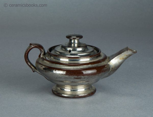 Silver lustreware bachelor teapot. c.1830-1840. AP/222. Reverse.