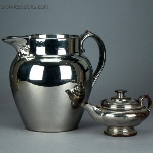Silver lustreware jug and bachelor teapot. c.1820-1840. AP/386 + AP/222. Group.