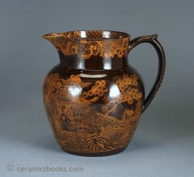 YTPBW Jug with Chinoiserie print 'Boy in the Doorway'. 115mm High. c.1810-1820. AP/482.